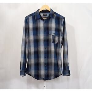 Filson Indigo Black Charcoal Plaid Rustic Oxford Shirt Men's Size XS